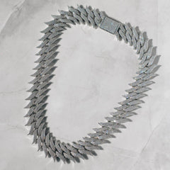 20mm Spiked Cuban Chain White Gold