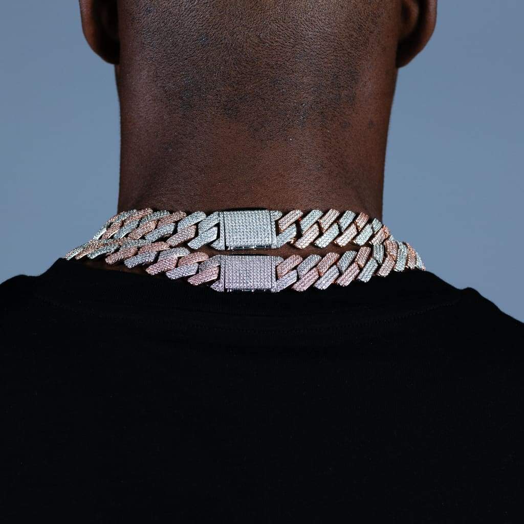 20mm Iced Out  Two Tone Miami Diamond Chain