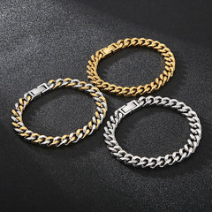 8mm Two-tone Titanium Steel Cuban Chain