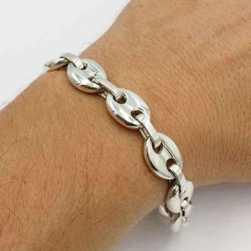 7mm Coffee Bean Bracelet in Stainless Steel