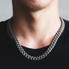 10mm Miami Cuban Link Chain in White Gold for Men's