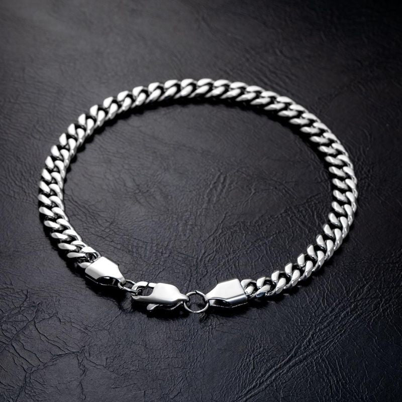 6mm Diamond-Cut Stainless Steel Cuban Bracelet