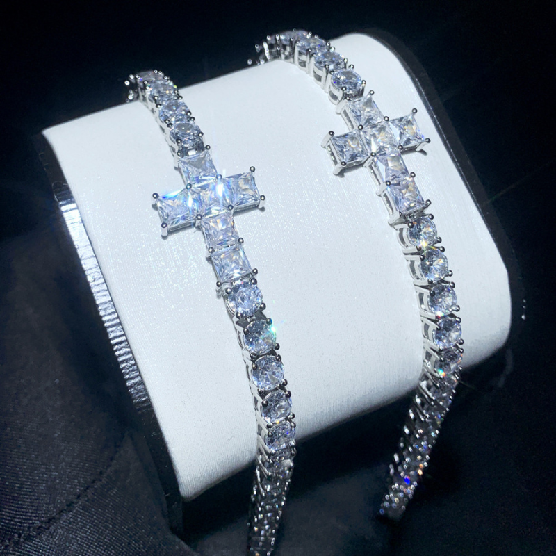 5mm Moissanite Cross Tennis Bracelet