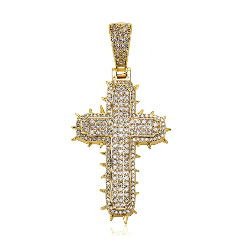 Moissanite Cactus Thorn Cross Pendant