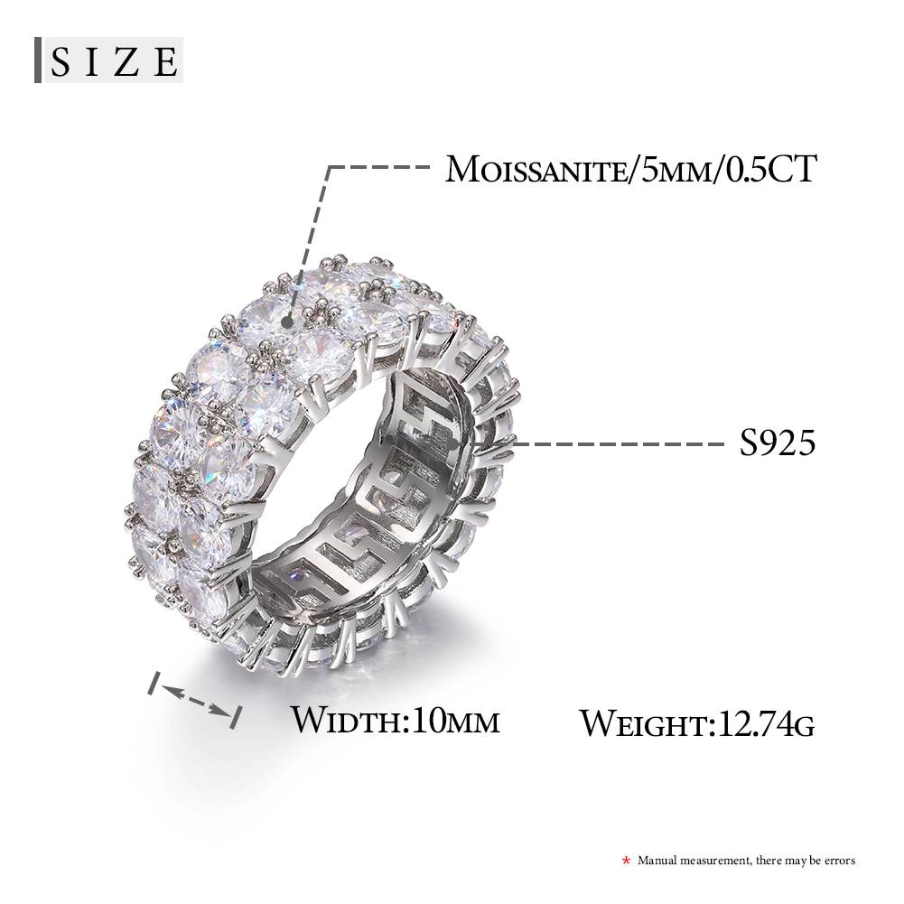 2 Rows Moissanite Diamond Eternity Ring