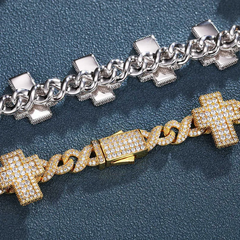 8mm Moissanite Cross Cuban Link Chain