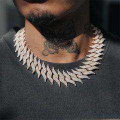 20mm Spiked Cuban Chain White Gold