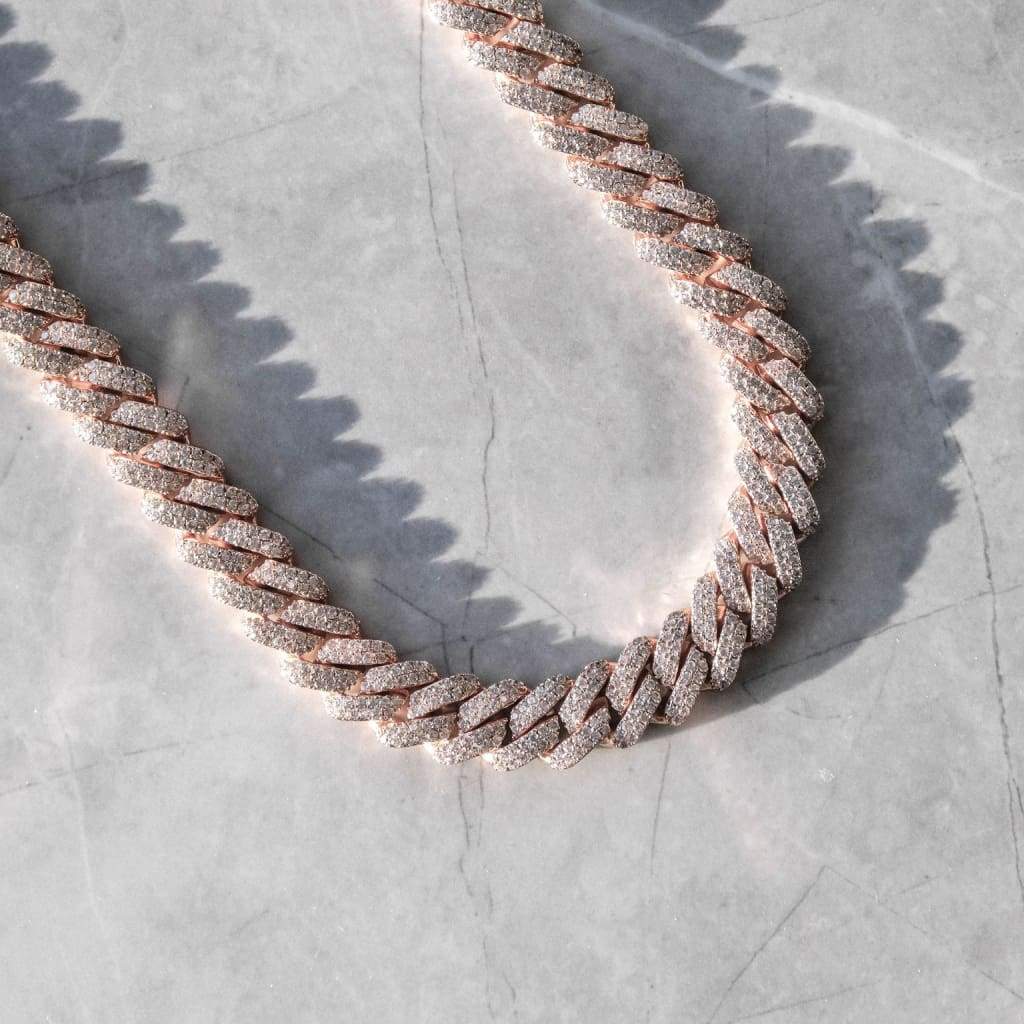 12mm Miami Diamond Cuban Chain- Rose Gold