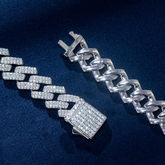 8/10mm VVS1 Moissanite Prong Cuban Chain in S925 Silver