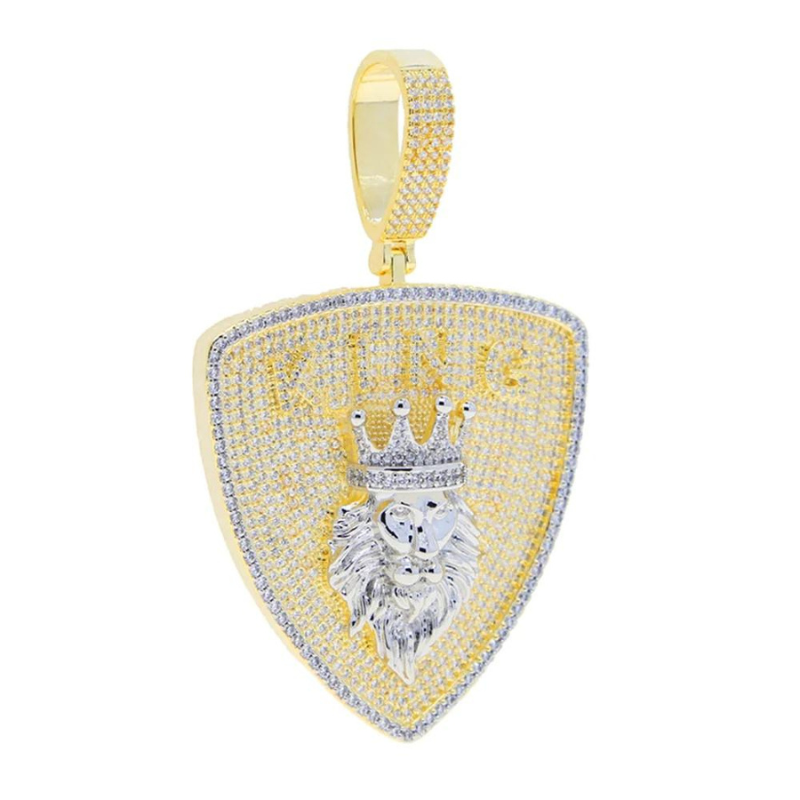 Moissanite Hip Hop Diamond Lion Head Shield Pendant