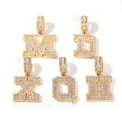 Baguette A to Z Initials Letters Pendants in White Gold