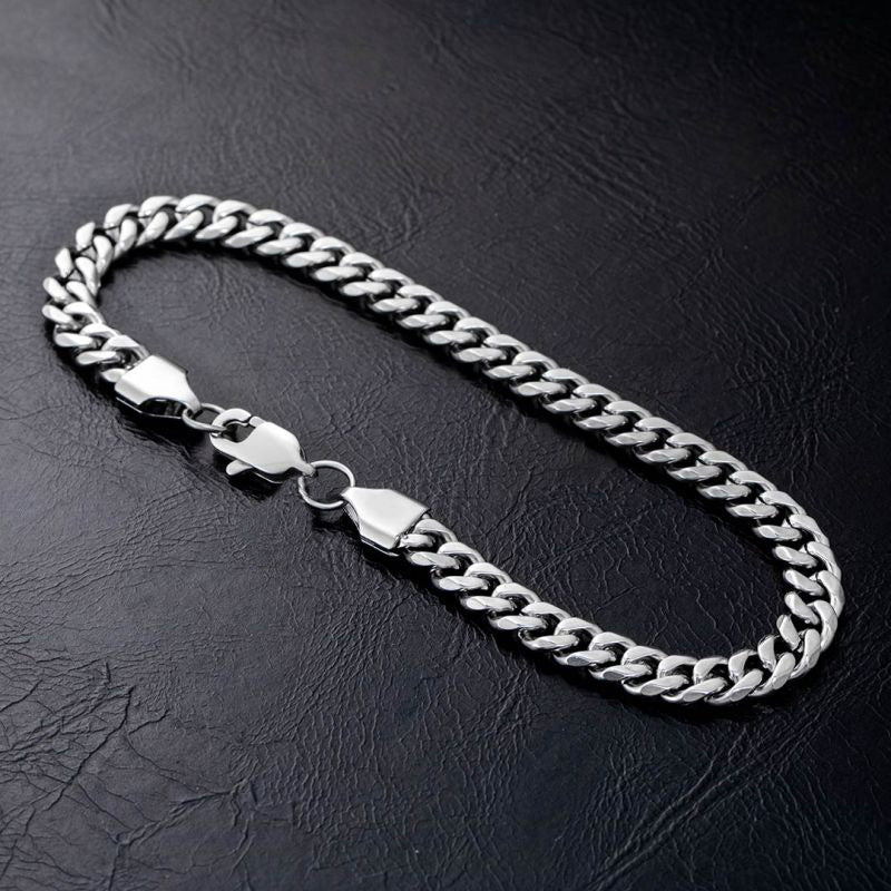 6mm Diamond-Cut Stainless Steel Cuban Bracelet