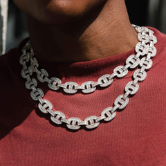 15mm Baguette Mariner Chain White Gold