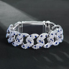 22mm 8'' Sapphire Spot Cuban Link Bracelet