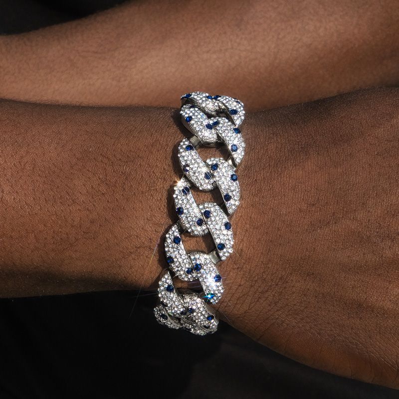 22mm 8'' Sapphire Spot Cuban Link Bracelet