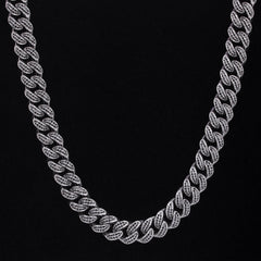 12mm Iced Out Cuban Link Black Stone for Men's Chain