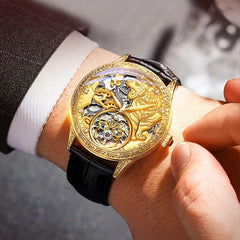 Tiger Automatic Mechanical Watch with Leather Strap