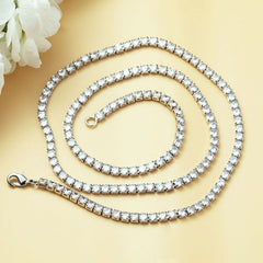 Iced 3mm Crystal Tennis Chain in White Gold