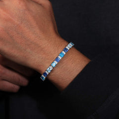 6.5mm Gradient Blue S925 Asscher Cut Tennis Bracelet