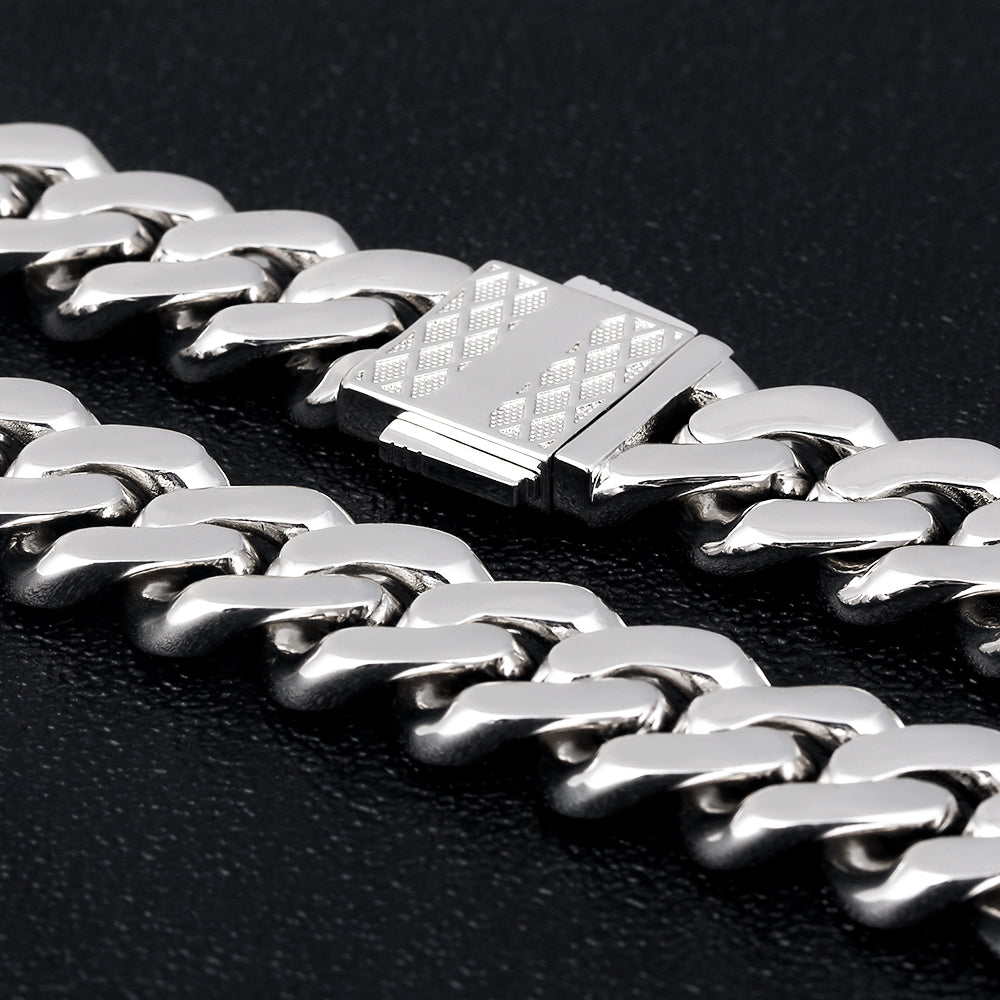 12mm Iced Out Miami Cuban Link Chain in White Gold