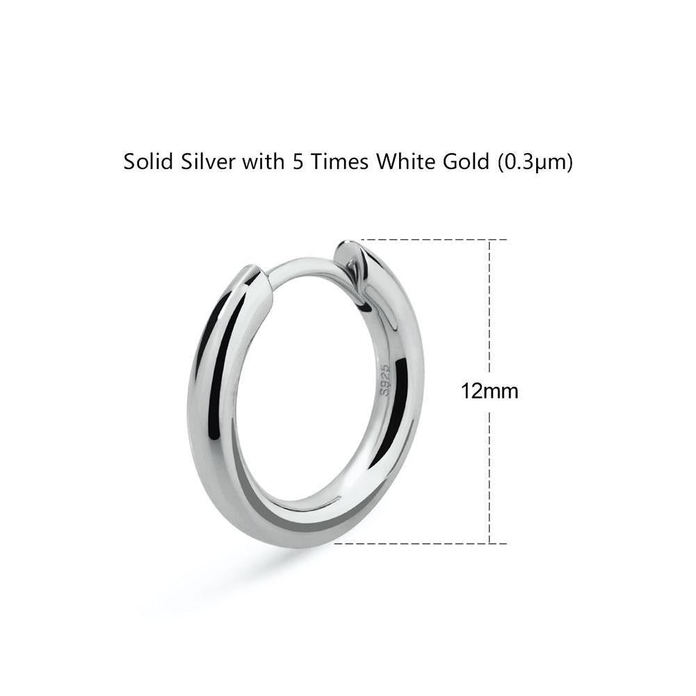 12mm 14K Gold/White Gold Hoop Mens Earrings