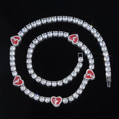 5mm S925 Broken Heart Tennis Chain in White Gold