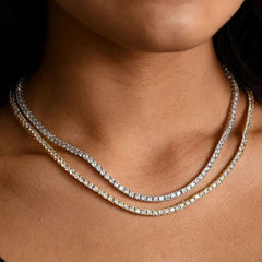 Iced 3mm Crystal Tennis Chain in White Gold