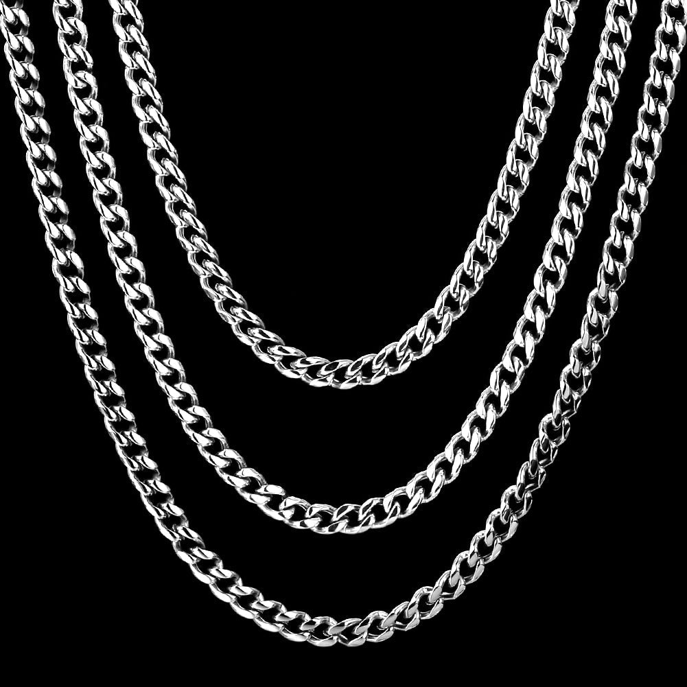 6mm Miami Cuban Set in White Gold for Men's Chain