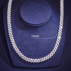 13MM Moissanite Diamond Prong Cuban Chain