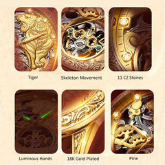 Tiger Automatic Mechanical Watch with Leather Strap