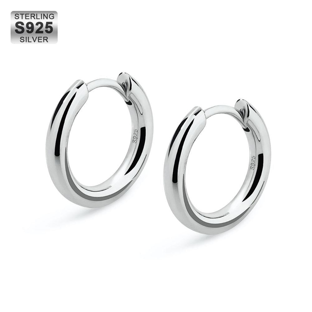 12mm 14K Gold/White Gold Hoop Mens Earrings