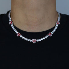 5mm S925 Broken Heart Tennis Chain in White Gold