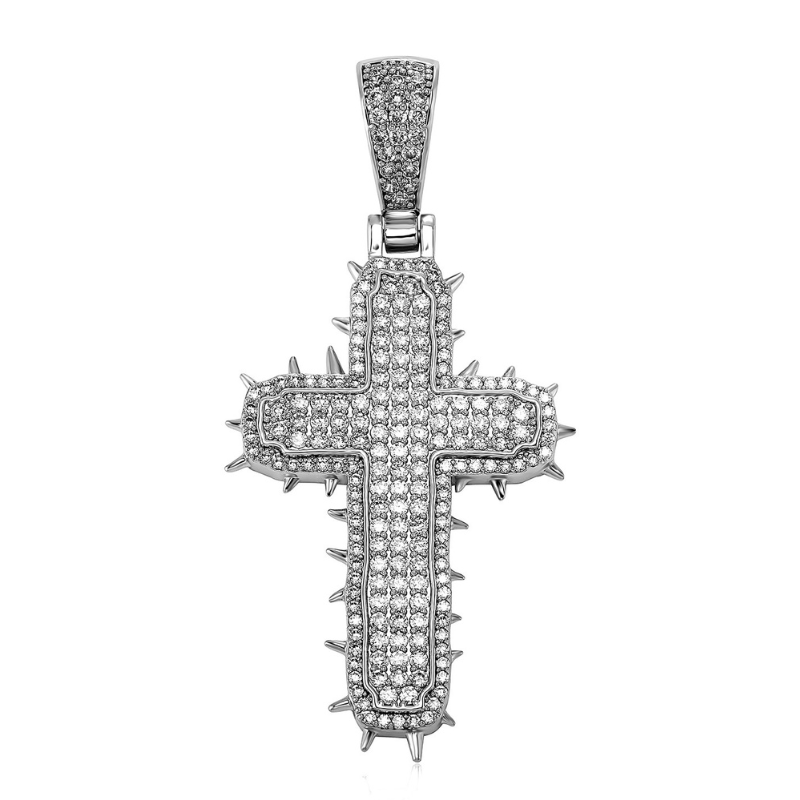 Moissanite Cactus Thorn Cross Pendant