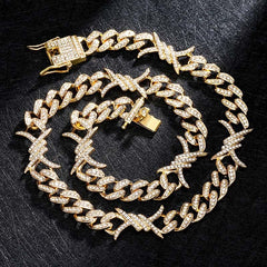 10mm Iced Cuban Barb Wire Chain