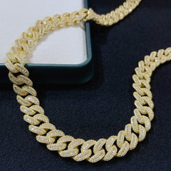 15mm T Square Ice Out Diamond Cuban Chain