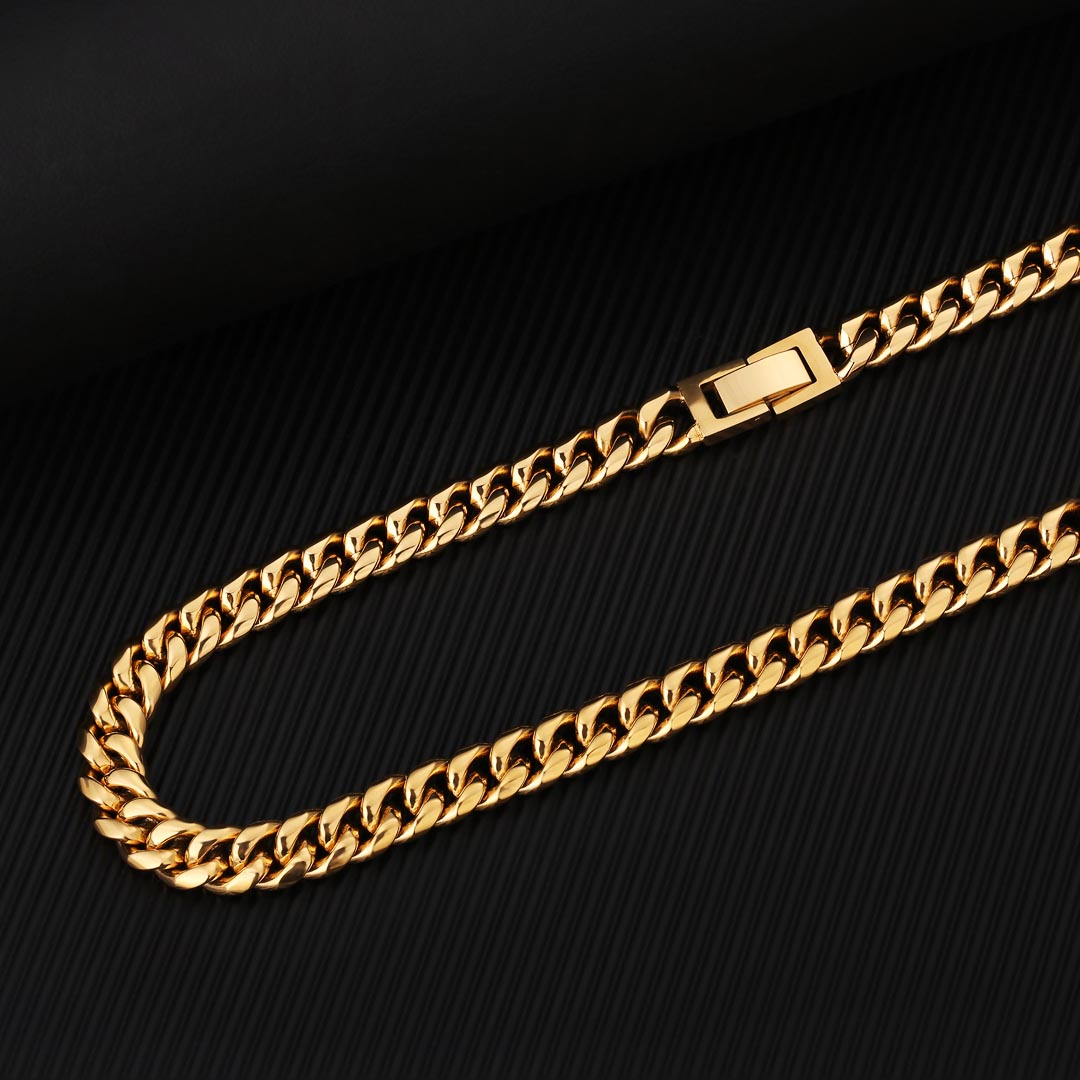 8mm Cuban Link Chain in 18K Gold for Men's