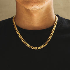 8mm Cuban Link Chain in 18K Gold for Men's