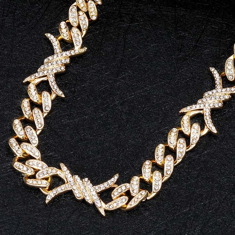 10mm Iced Cuban Barb Wire Chain