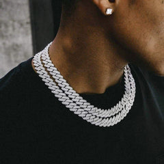 12mm Miami Diamond Cuban Chain -white Gold