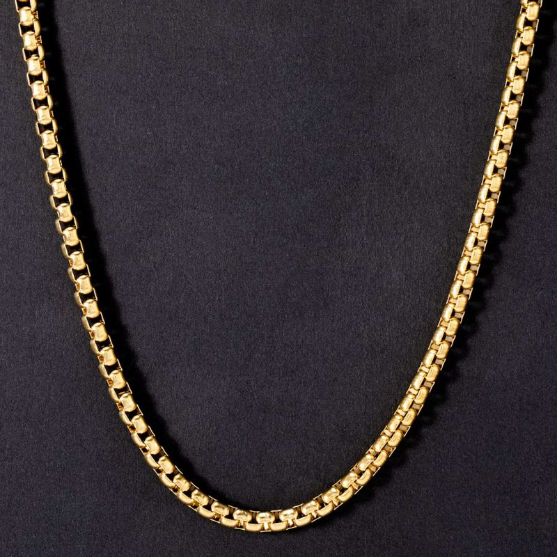 5mm 18K Gold Finish Round Box Chain