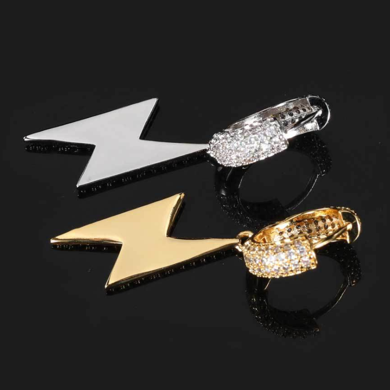 Moissanite Hip Hop Lightning Design Hoop Earrings