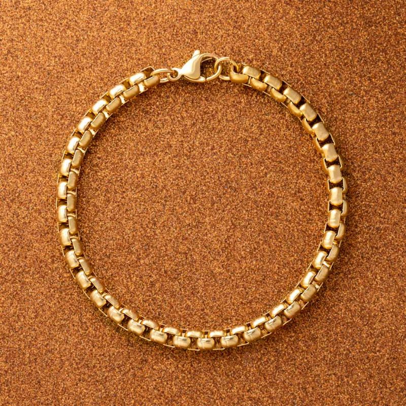 5mm Round Box Bracelet in Gold