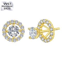 0.5 Carats *2 Round 2-way Wear Detachable Excellent VVS1 Moissanite Earrings