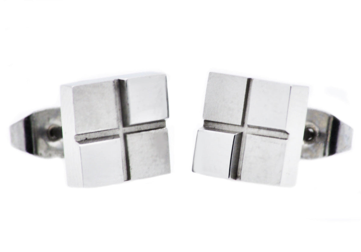 Mens 9mm Stainless Steel Earrings