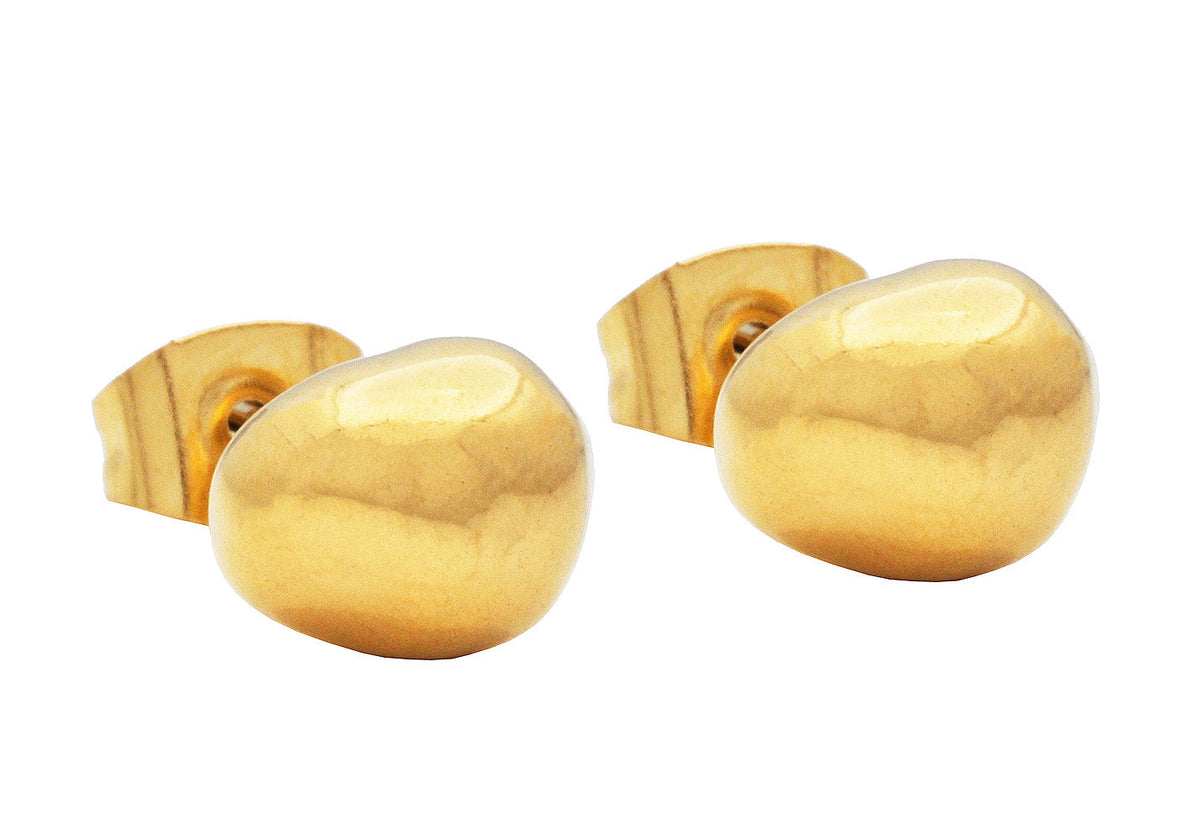 Men's Gold Stainless Steel Shapeless Stud Earrings