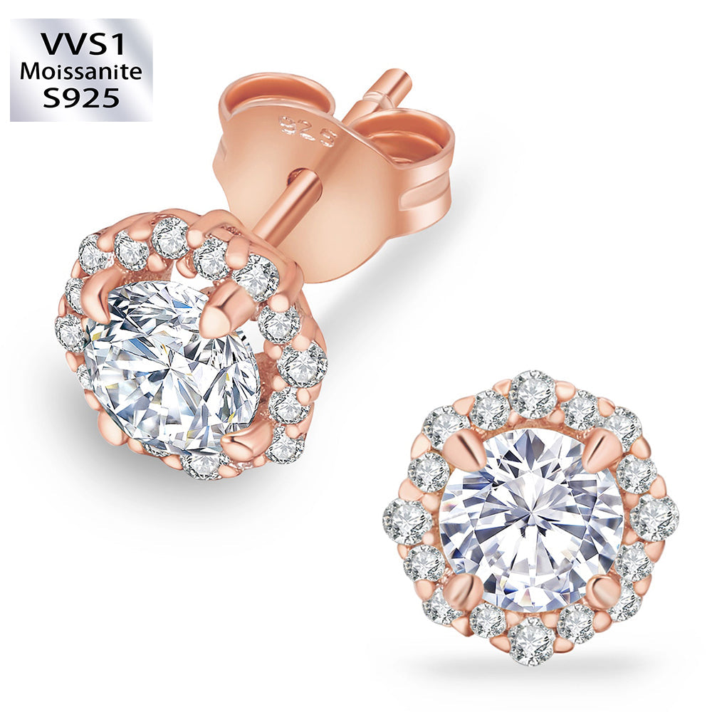 0.5 Carats *2 VVS1 Round Flower Moissanite Earrings