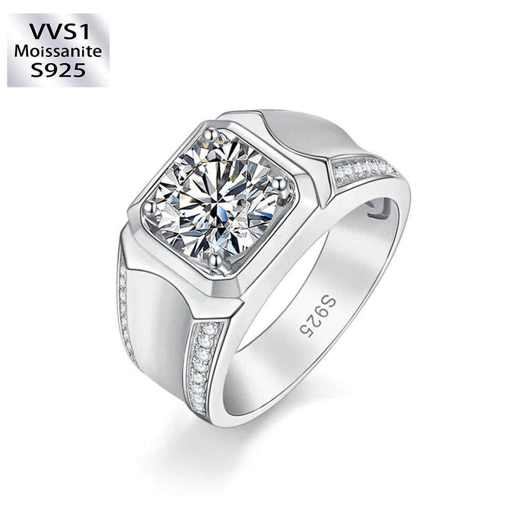 2.0 Carats VVS1 Moissanite Men Ring