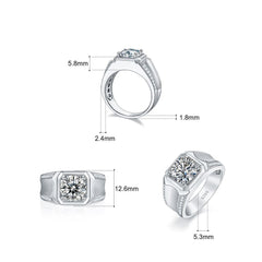 2.0 Carats VVS1 Moissanite Men Ring