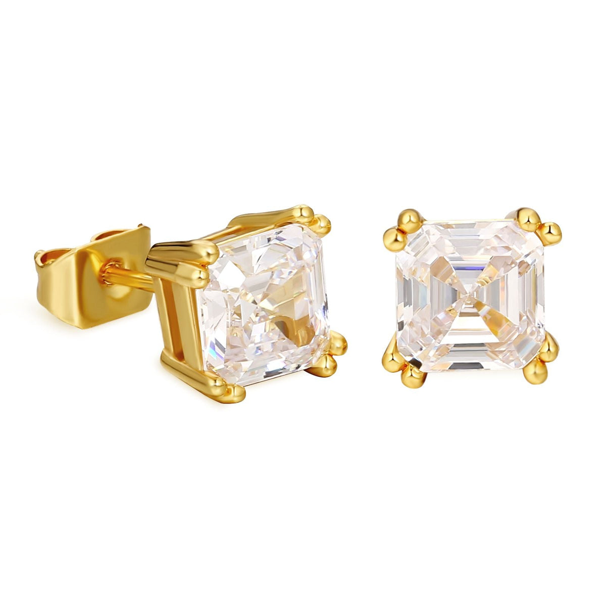 Brilliant Asscher Cut Diamond Stud Earrings