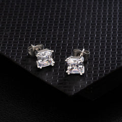 Brilliant Asscher Cut Diamond Stud Earrings